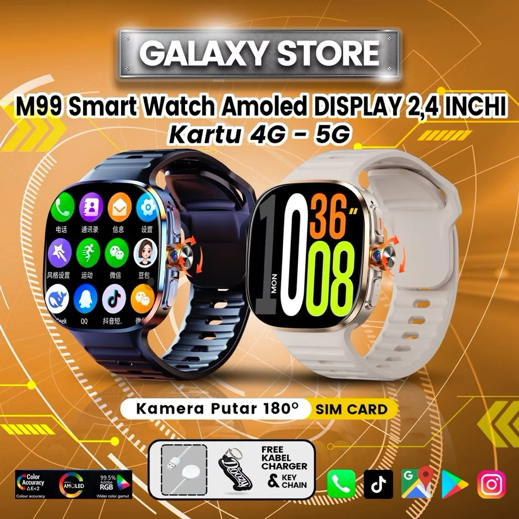 Smartwatch M99 4G Amoled display 2,4 inchi simcard 8/128GB|wa vidio call