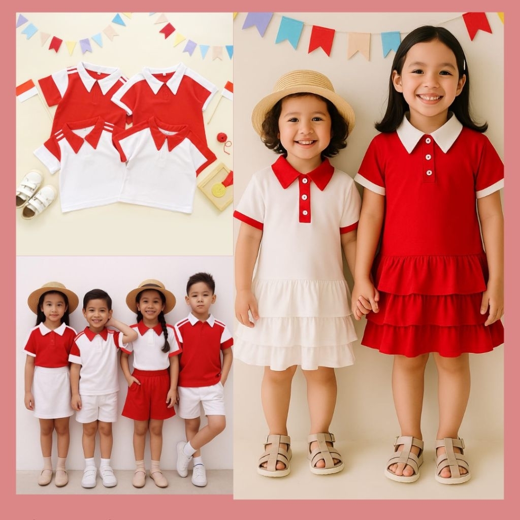 BAJU KAOS ATASAN UNISEX KEMERDEKAAN | DRESS MERAH PUTIH KEMERDEKAAN