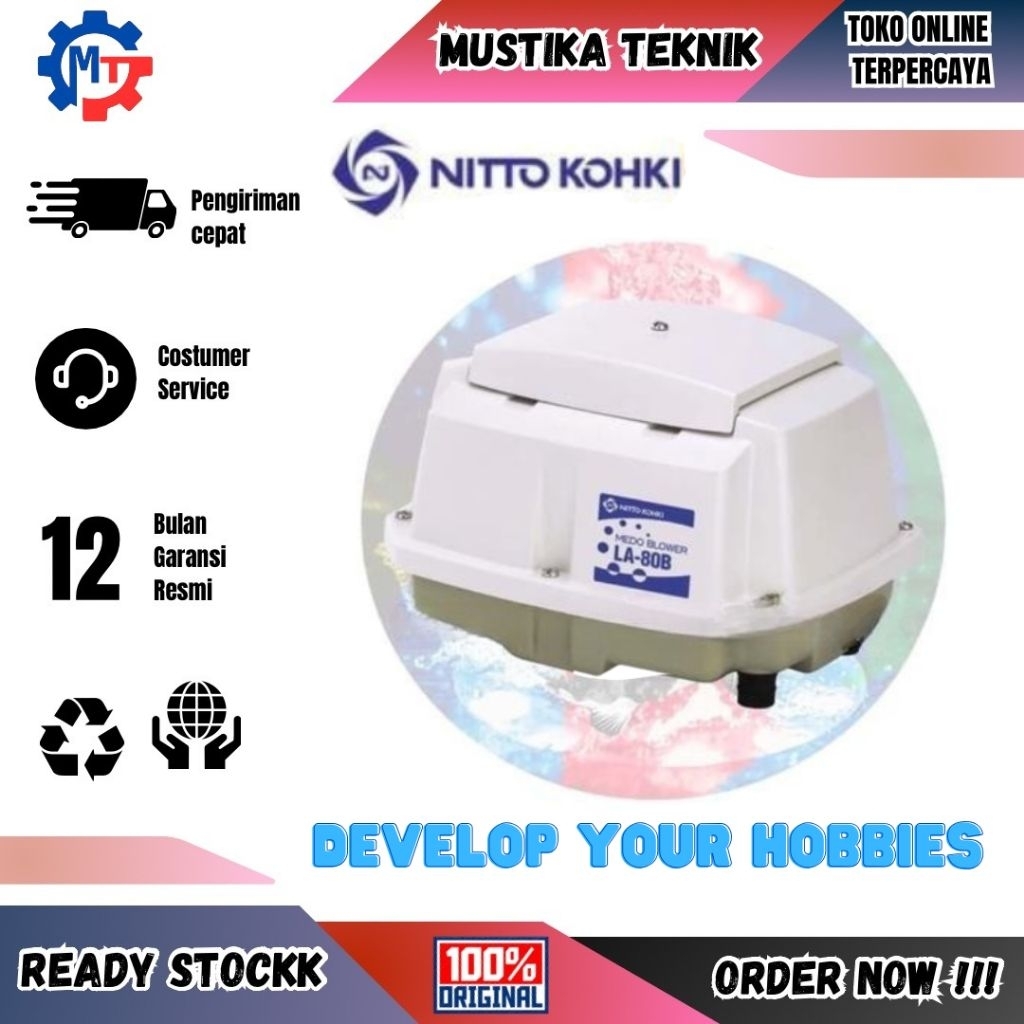 Aerator Nitto Kohki Medo Air Blower LA 80B Pompa Udara Kolam Koi
