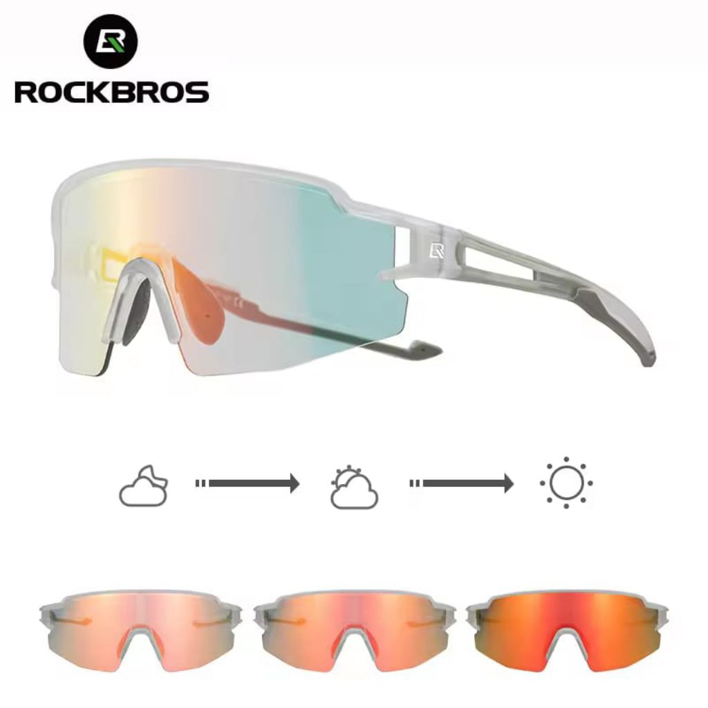 ROCKBROS 10179 HALF FRAME CYCLING GLASSES KACAMATA PHOTOCHROMIC KACAMATA SEPEDA ORIGINAL ROCKBROS