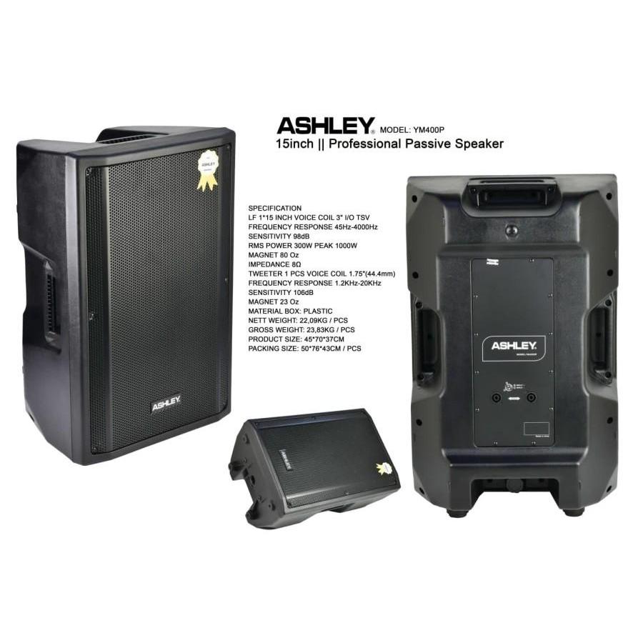 Speaker Monitor 15 Inch 300 watt Pasif ASHLEY New YM 400P YM400P ORIGINAL Hrg per Biji