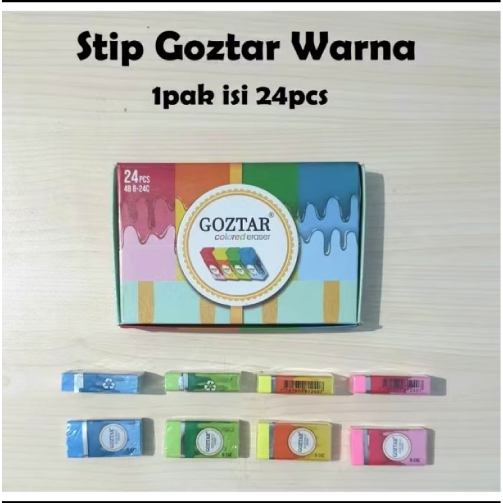 

(24pcs) Penghapus GOZTAR COLOUR B-24/Eraser Pensil Warna Warni goztar murah