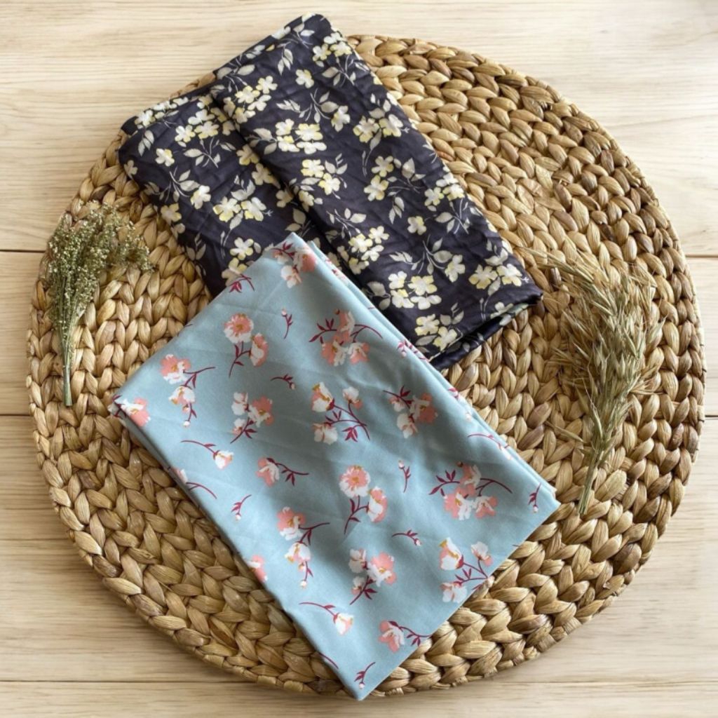 Kain katun rayon Twill premium-motif bunga(CYLA)