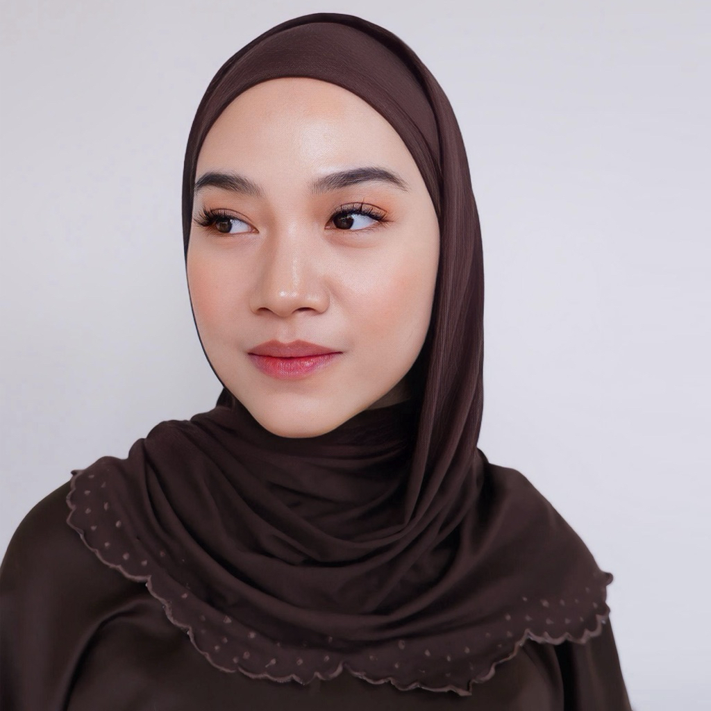 ALAIA embroidered hijab kaos pashmina| pashmina kaos rayon spandex | hijab kaos premium segitiga bor
