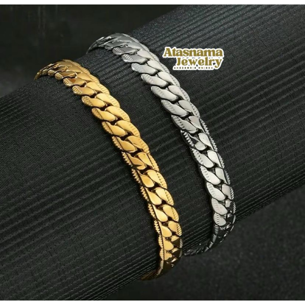GELANG RANTAI SISIK NAGA PRIA WANITA TITANIUM STAINLESS STEEL (Free cincin)
