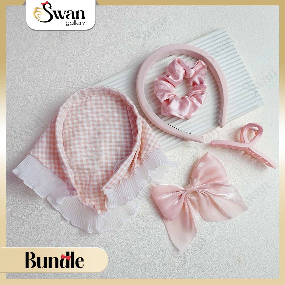 Bundle Picnic Fashion Wanita Value Set 5 PCS Paket Aksesoris Rambut Korea Aesthetic Piknik Bandana P