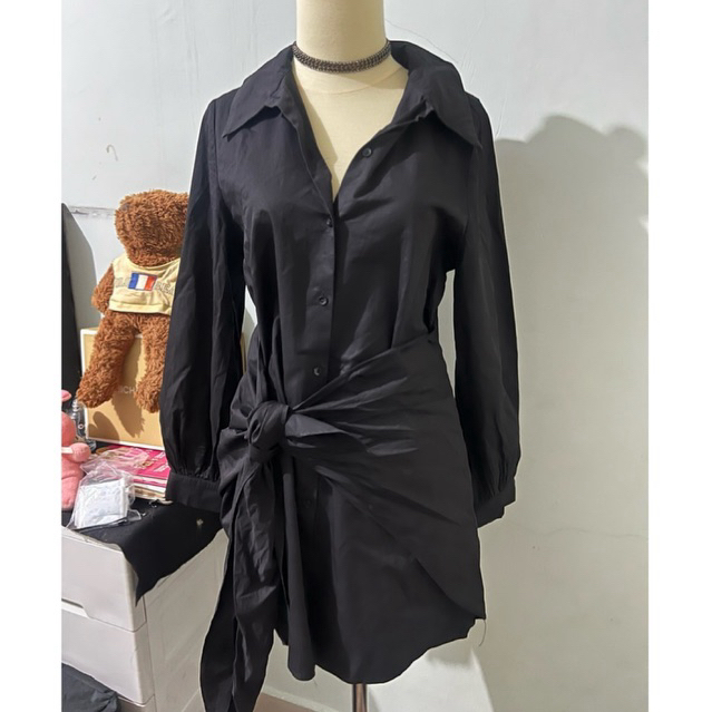 Dress blouse  hitam / kemeja basic hitam / midi dress pomelo / baju hijab friendly / kemeja 3 style 