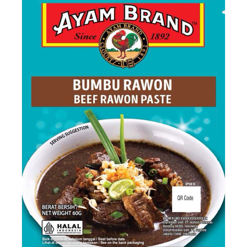 

Bumbu Ayam Brand sachet 60gr Rasa Rawon, Soto Ayam, Opor Ayam, Rendang Padang