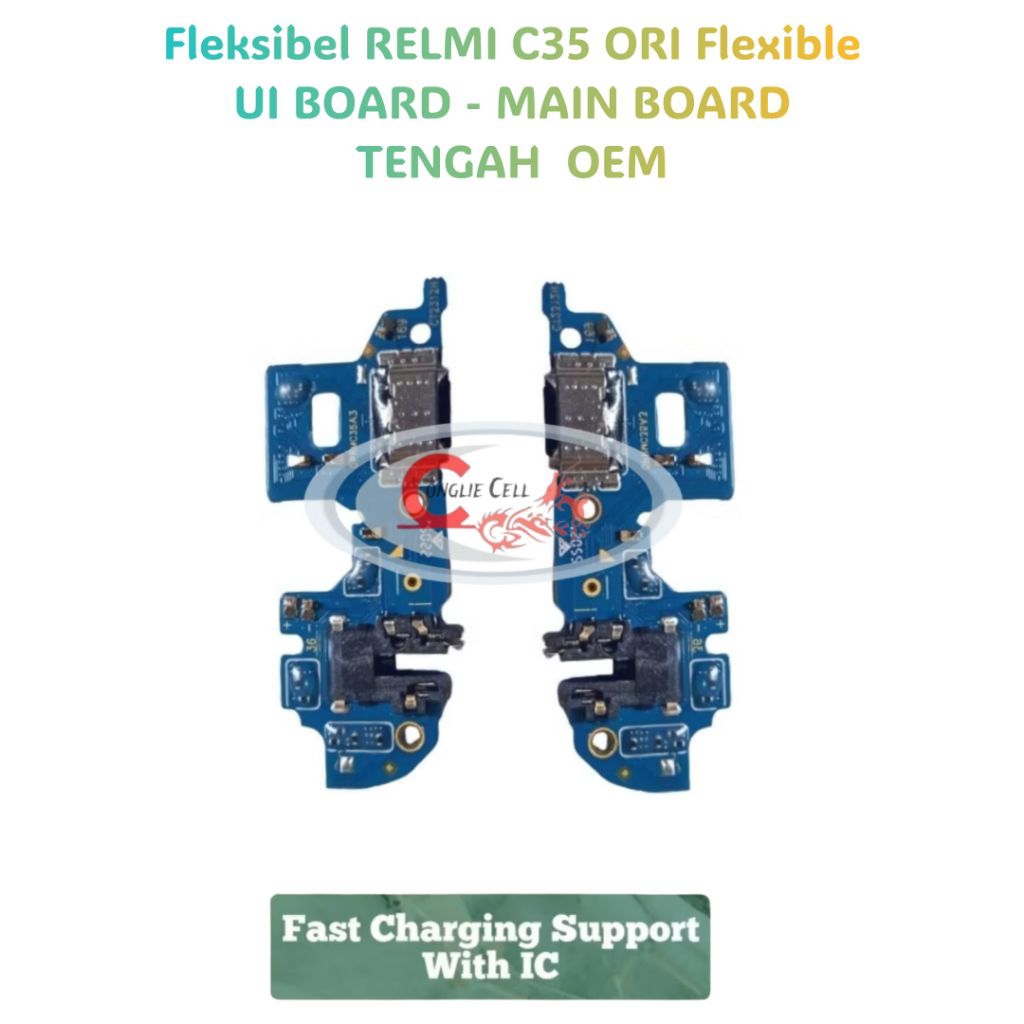 Papan Konektor Cas Charger Relmi C35 Full IC Fleksibel Pcb Board Mic Hf Relmi C35