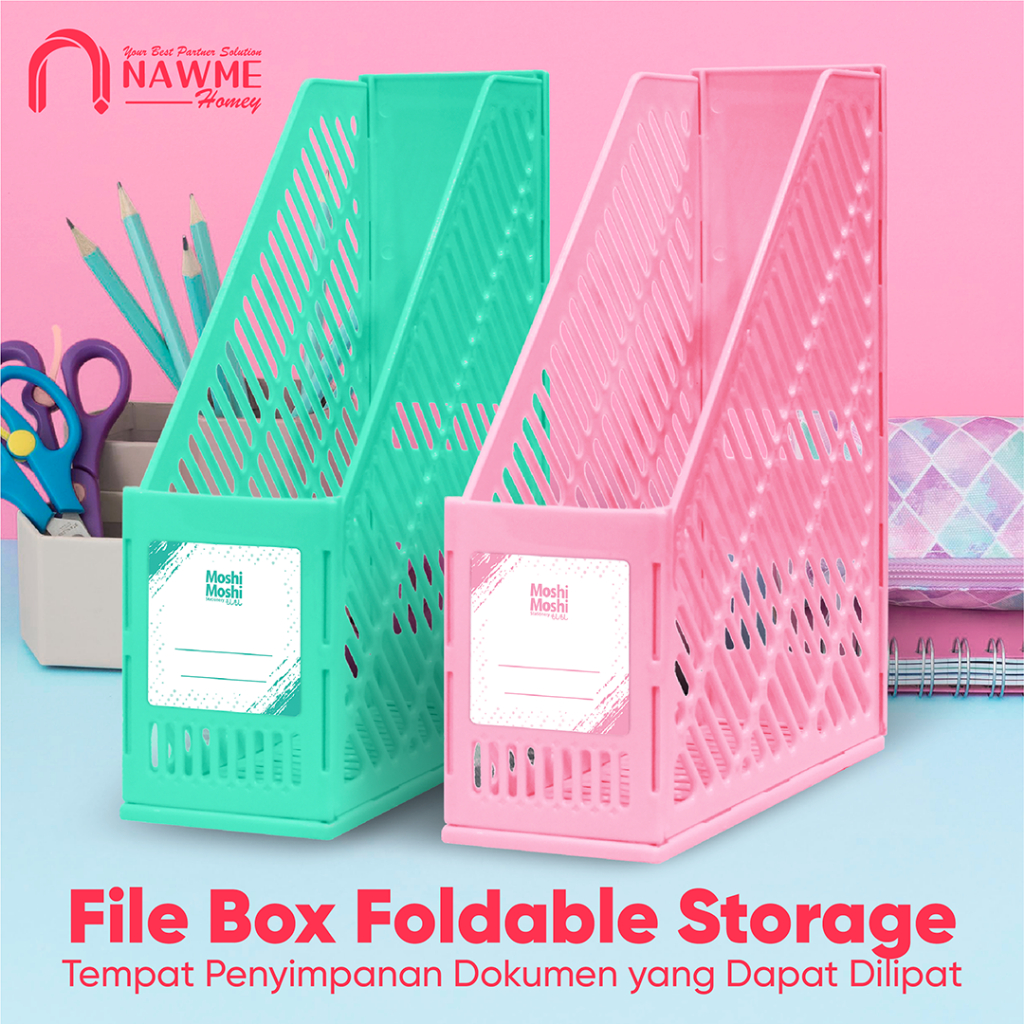 

File Box Foldable Storage Moshi Tempat Penyimpan Lipat Dokumen Kertas Arsip Buku Majalah