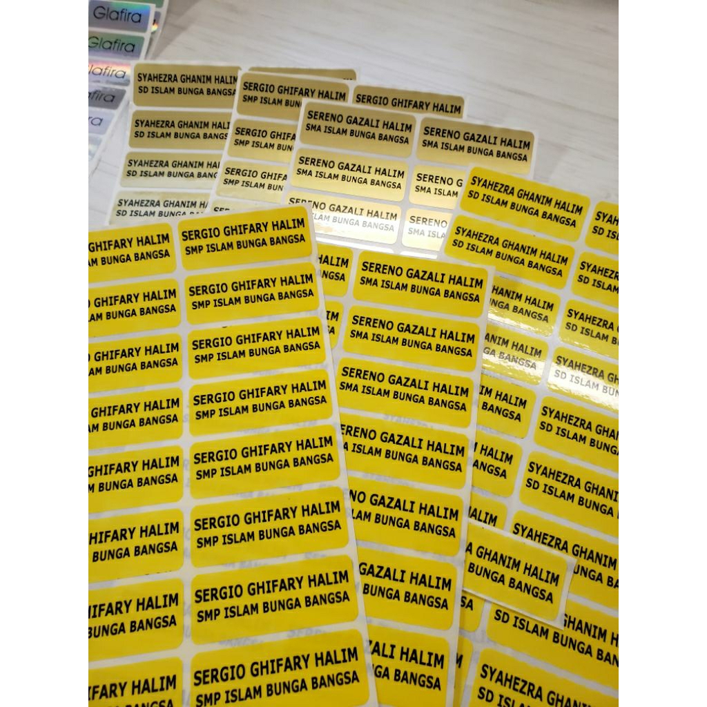 

KUNING YELLOW Sticker Waterproof Antiair Anti air Stiker Label Nama Name Kotak Makan Botol Buku Pensil