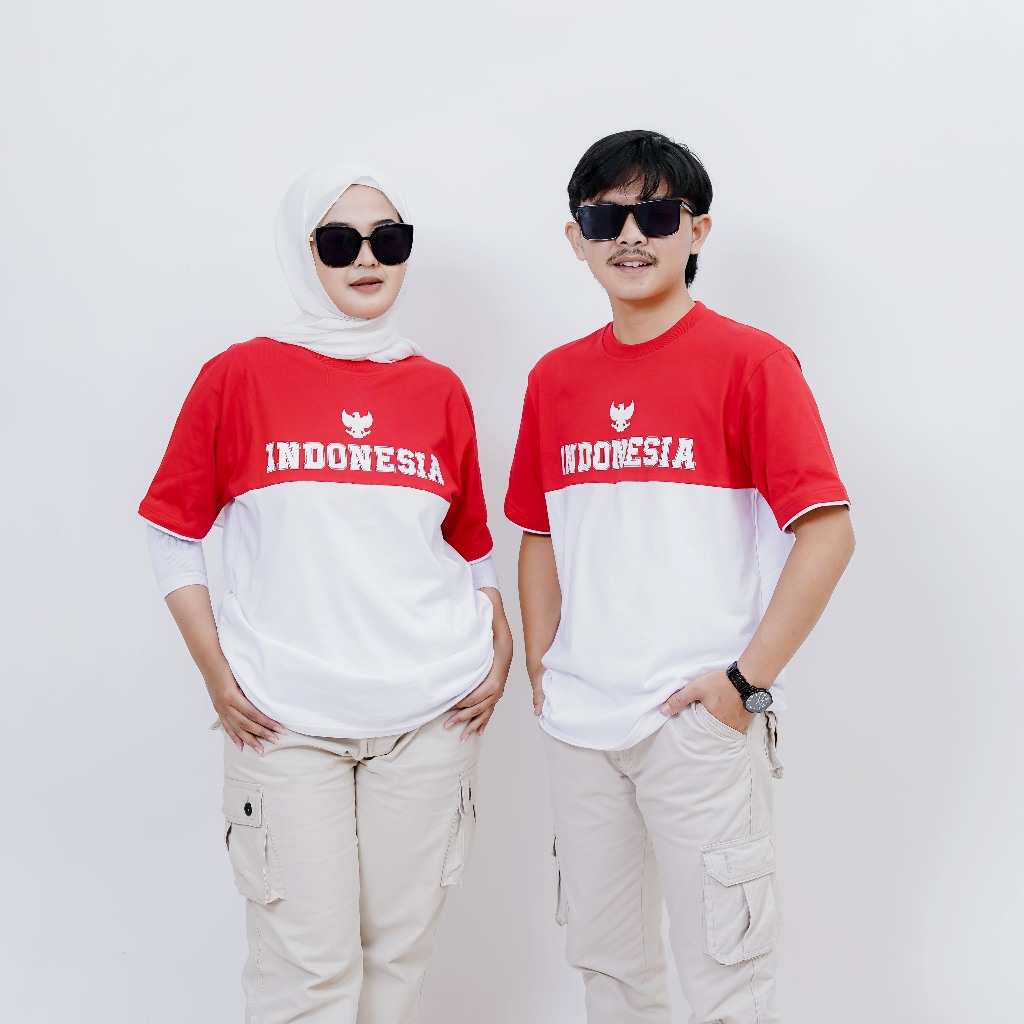 Kaos Terbaru 2025 Edisi Merah Putih Pria dan Wanita Jumbo / Kaos Kemerdekaan