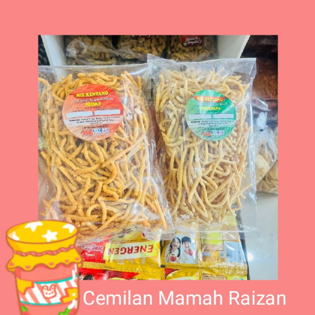 

Cemilan mamah Raizan Mie kentang kripik kentang