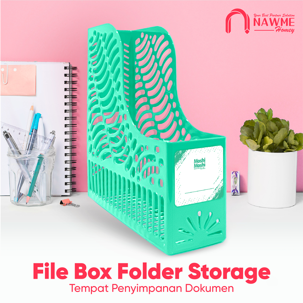 

File Box Moshi Folder Storage Elegan Tempat Penyimpanan Dokumen Warna Pastel Kertas Buku Majalah