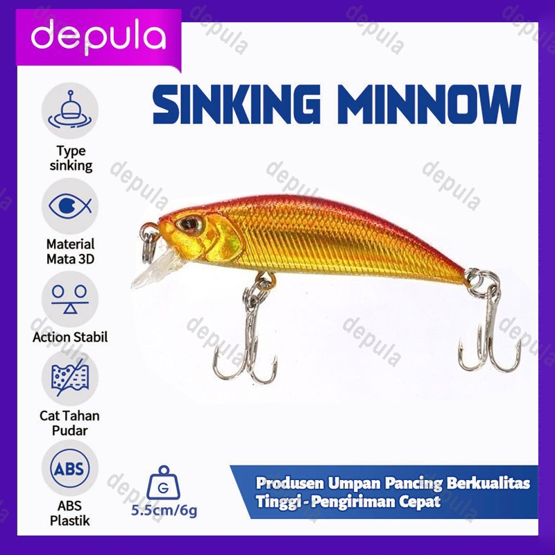 Umpan Minnow Sinking Lures & Baits Fishing(5.5cm/7g) Mini Treble Hook Lure Baits Casting Pancing Fis