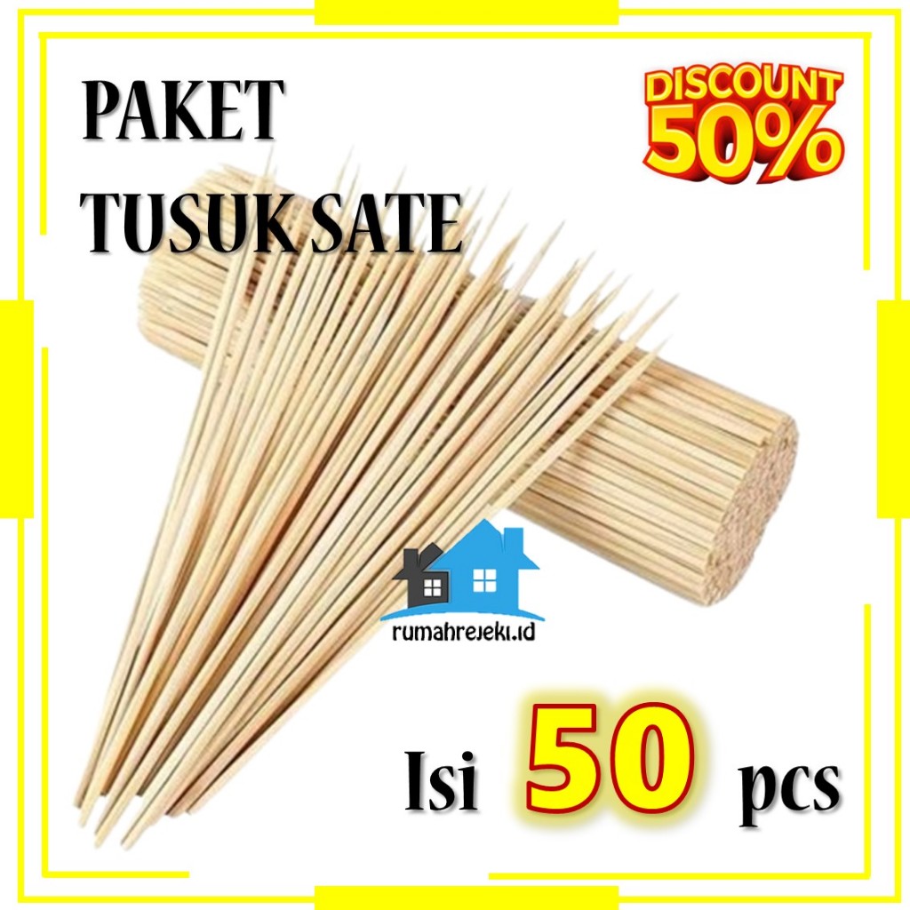 Tusuk Sate Bambu Premium / Tusuk Sate Terdekat / Tusuk Sate Kambing / Tusuk Sate Ayam isi 50pcs