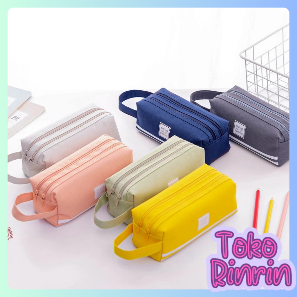 

Rinrin Tas Serbaguna Tempat Pensil /Pouch Make Up Kotak Pensil Stationery 2 Zipper/1 Zipper Dompet Pensil Layer/Dompet Make Up