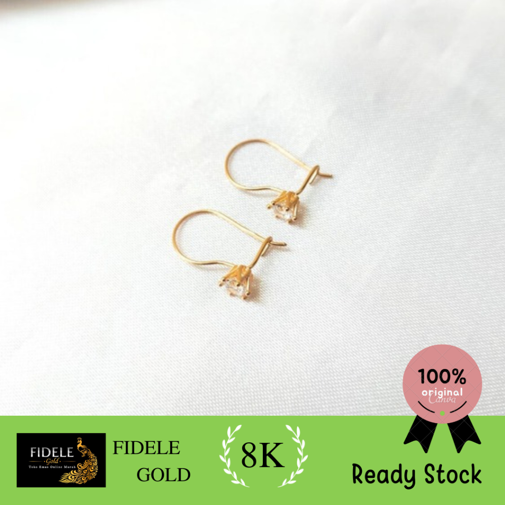 Anting desi bayi anak anting desi permata simple 375 emas muda 8k