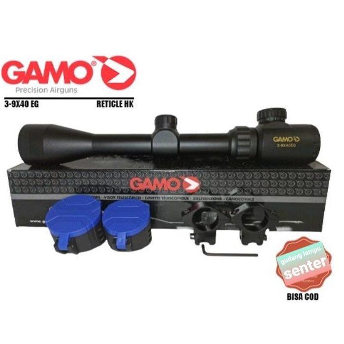 Telescope GAMO 3-9X40 EG Paket lengkap Lensa jernih