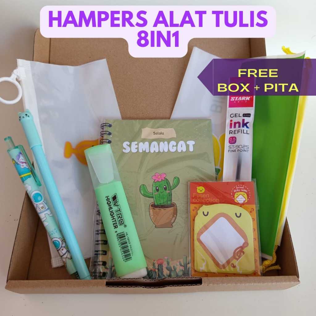 

(8 pcs/pack) Paket Alat Tulis 8in1 / Set Alat Tulis / Kado Siswa/Kado teman /Hampers kado wisuda
