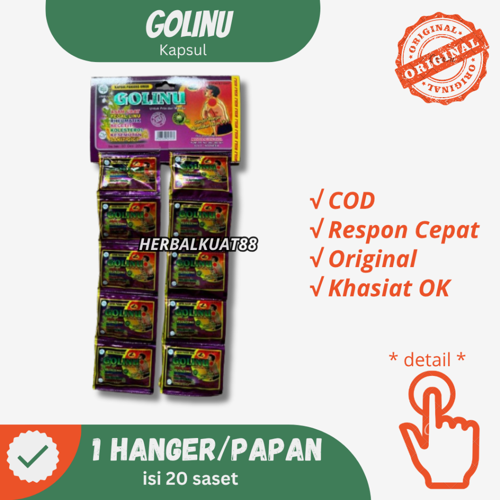 Kapsul GOLINU  Herbal Asam Urat || Rematik || 1 Hanger Isi 20 Sachet