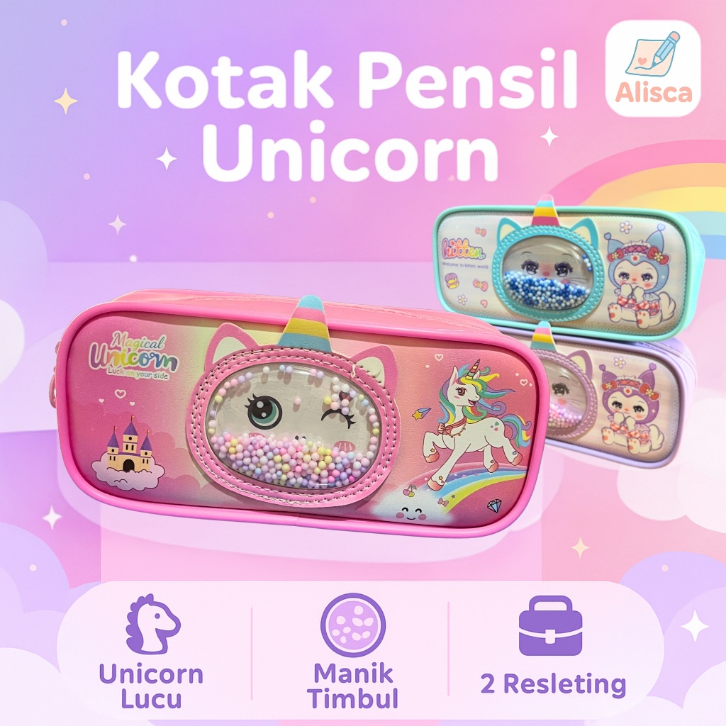 

Kotak Pensil Unicorn Lucu 2 Resleting - Manik Timbul & Kulit Tebal | Xiaolinjing BD-932