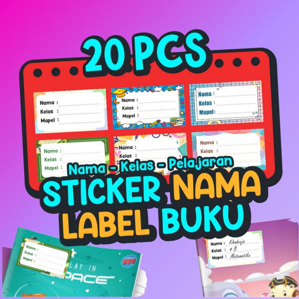 

20 PCS Stiker Nama Buku Tulis Pelajaran Sticker Nama Kelas Sekolah Stiker Mata Pelajaran