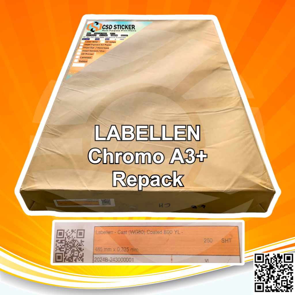 

Labellen Sticker Chromo A3+ Stiker Kromo/Bontak Eco Glossy Digital Print Laser - REPACK