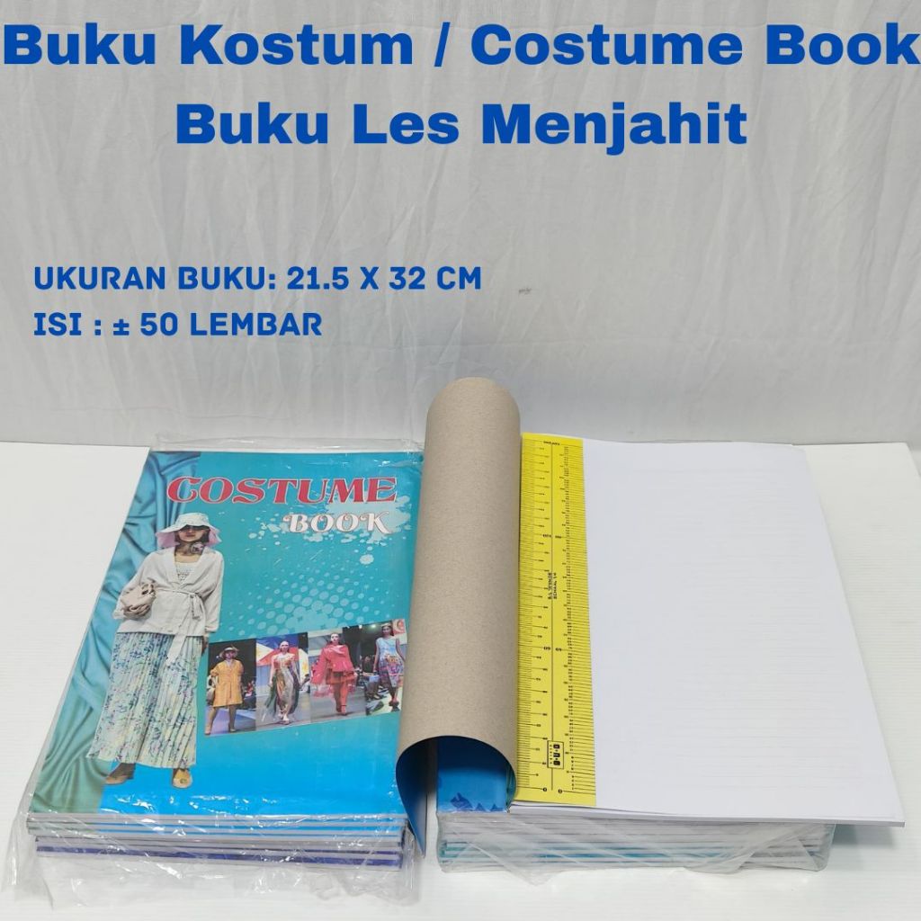 Buku Kostum / Buku Les Menjahit / Buku Pola / Custom Book (1 BUKU FREE PENGGARIS KERTAS)