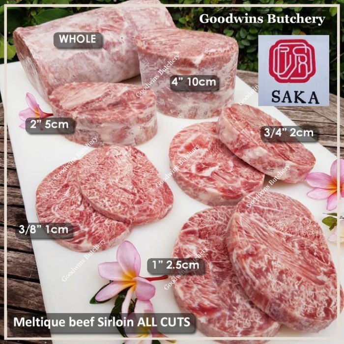 

Beef MELTIQUE SIRLOIN steak cuts Australia SAKA frozen daging sapi meltik has luar Striploin New York Strip for Teriyaki Shabu2 Sukiyaki Saikoro Roast Schnitzel