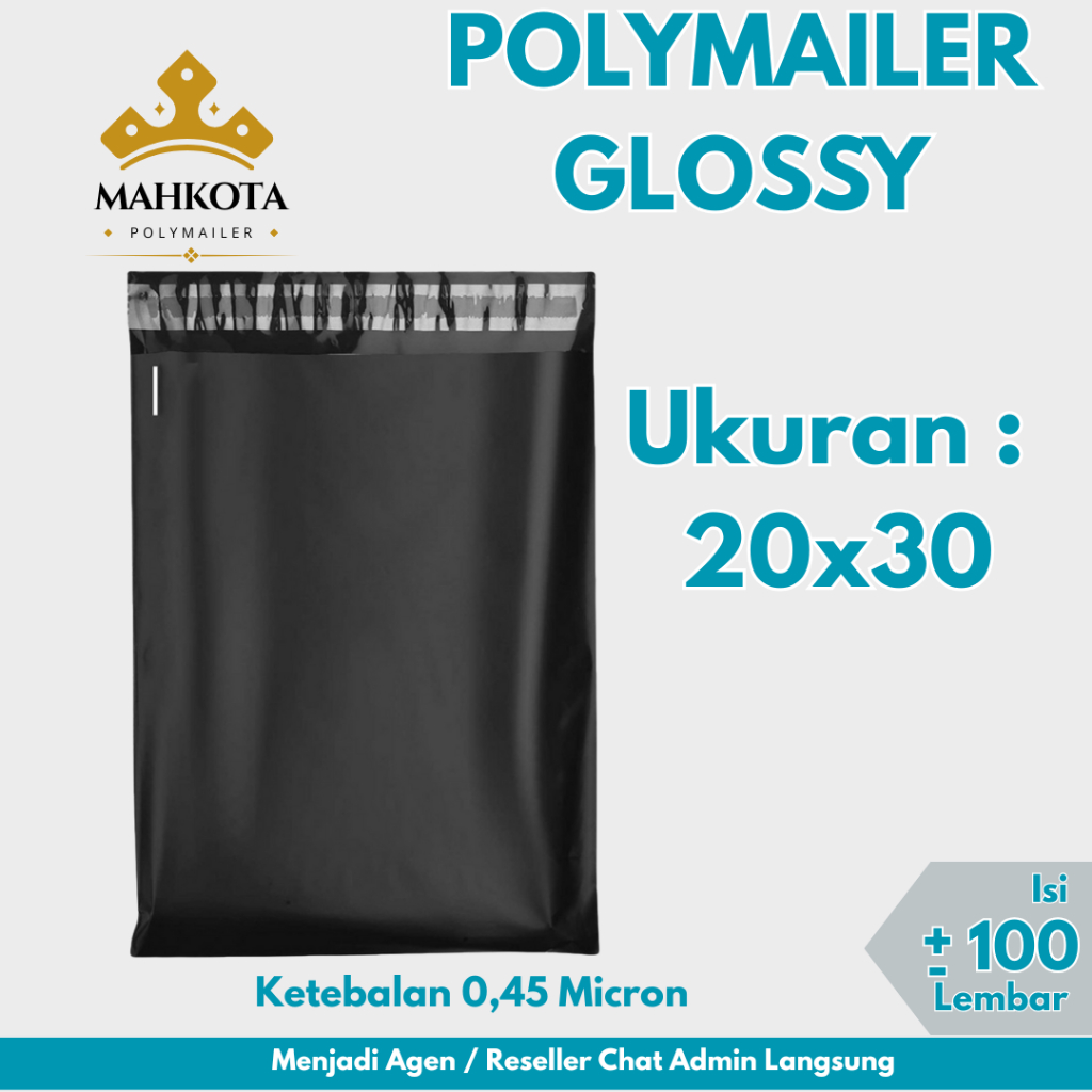 

Plastik Polymailer Glossy Premium 100 Lembar – 20x30 – Packing Tebal, Lem Kuat, Anti Sobek