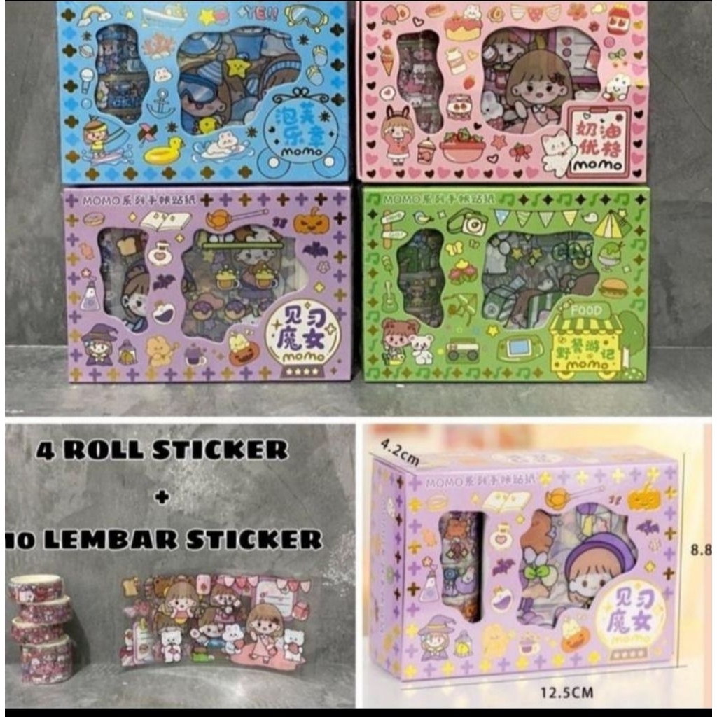 

STIKER MOMO ROLL/Stiker KOREA Tahan Air Viral/Sticker Momo Washi Roll/Sticker Roll Set Momo