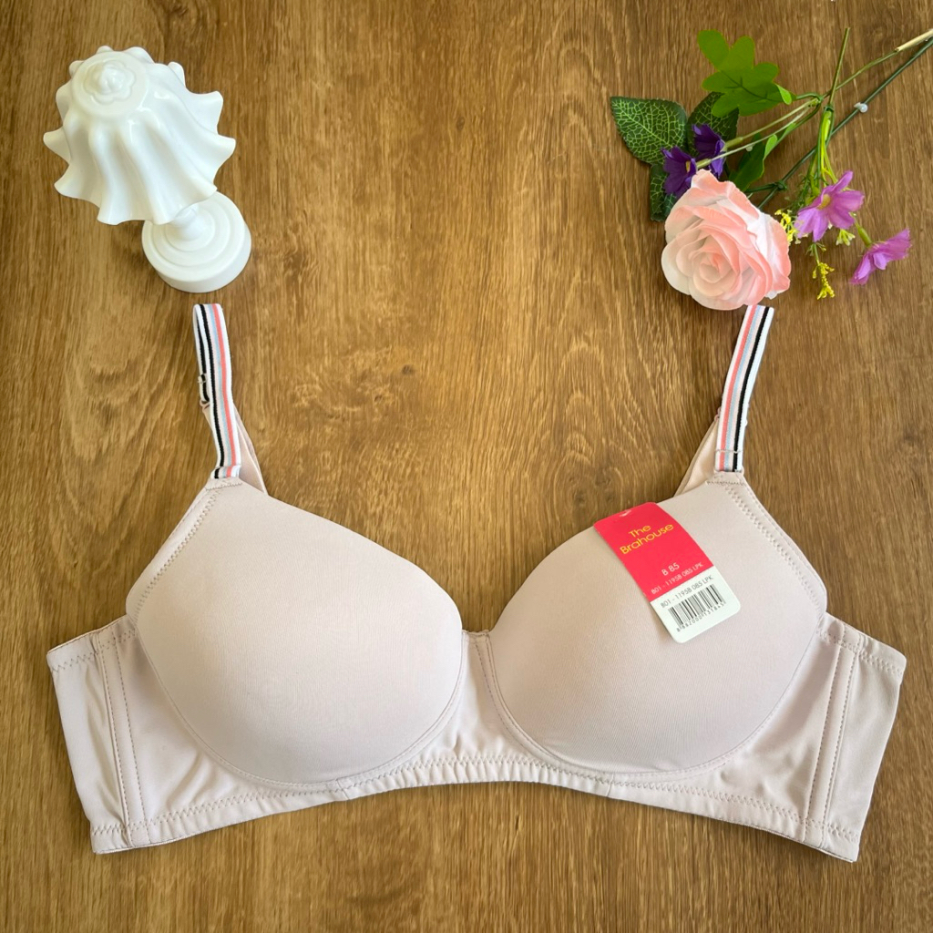 THE BRAHOUSE BRA TANPA KAWAT BUSA TIPIS RATA SIZE 36B 38B B80 B85 BH WANITA TALI LUCU PENGAIT 2X3 ST