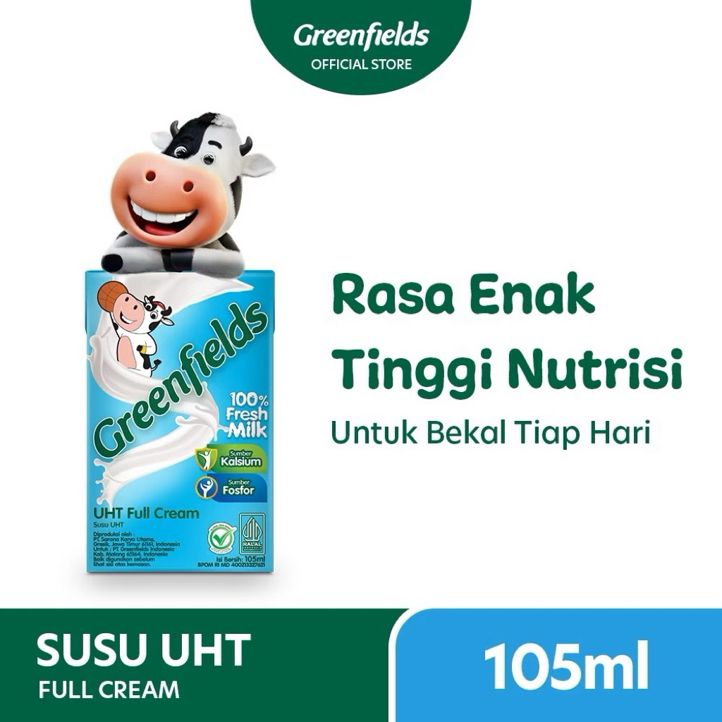 

Susu Greenfields UHT Full Cream 105 mL x 1 Karton