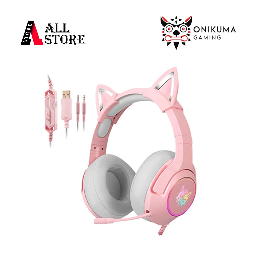 ONIKUMA K9 7.1 All Surround Headset Gaming RGB Headphone Cat Ear Headphone Mic Headphone Kualitas Ti