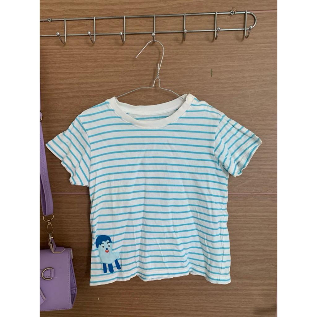 1-3 (Y) Atasan Kaos Uniqlo Baby Stripe Biru Putih Anak Laki-Laki