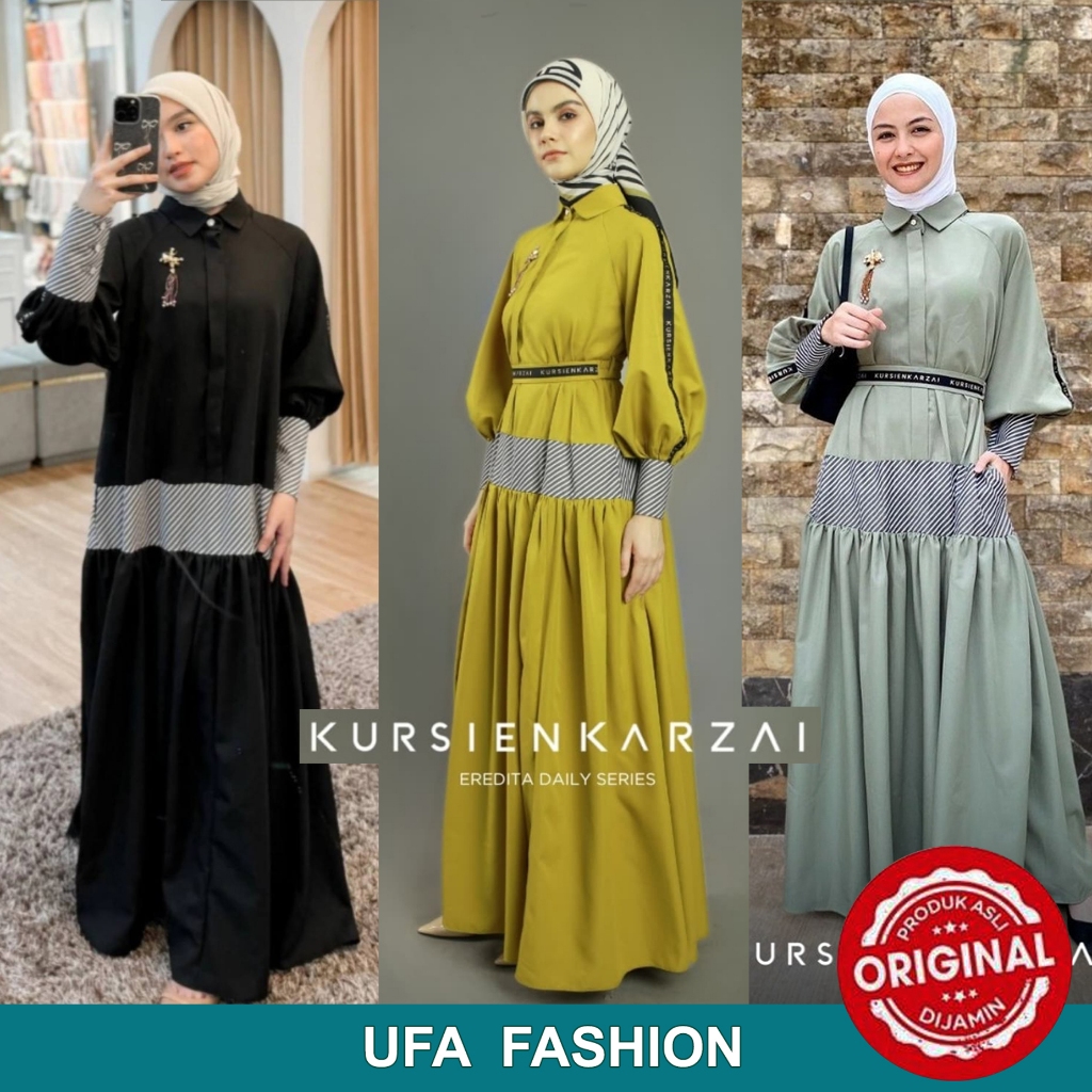 KURSIEN KARZAI Eredita Daily Dress DR26, Kain cotton polyester, Belt bisa dilepas/ dipakai,