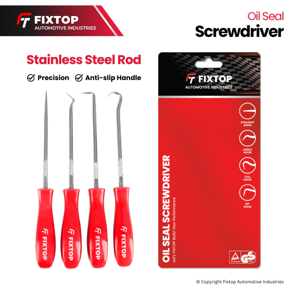 FIXTOP Obeng Cungkil Pelepas Seal Karet SATUAN SET 4 PCS Alat Pembuka Seal Karet O Ring Roller Motor