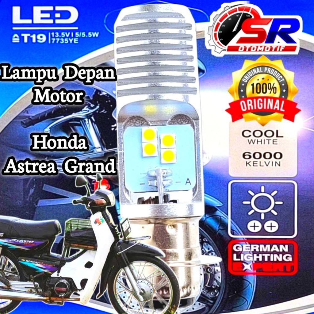 Lampu Depan LED Motor Honda Grand Astrea Soket H6 T19 AC/DC 12 Volt Pengganti Dop/Bohlam Standar