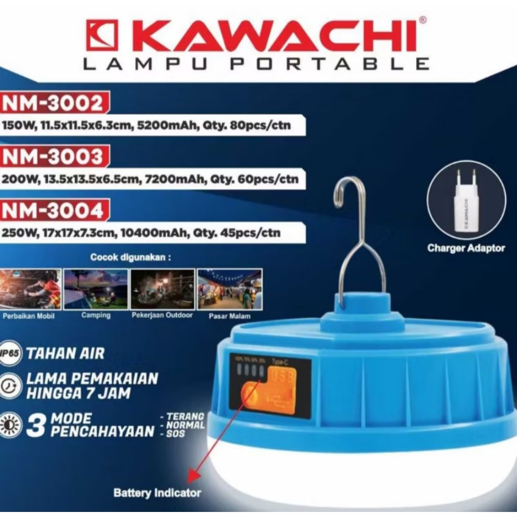 Lampu LED Emergency NM 3003 200W Kawachi Lampu LED Emergency Asli cas lampu darurat original recharg