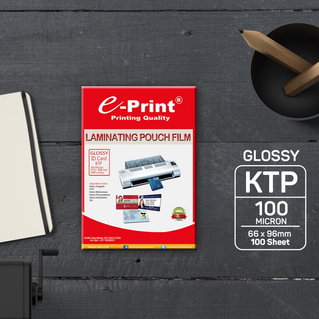 

Plastik Laminating e-Print Pouch KTP 100 micron