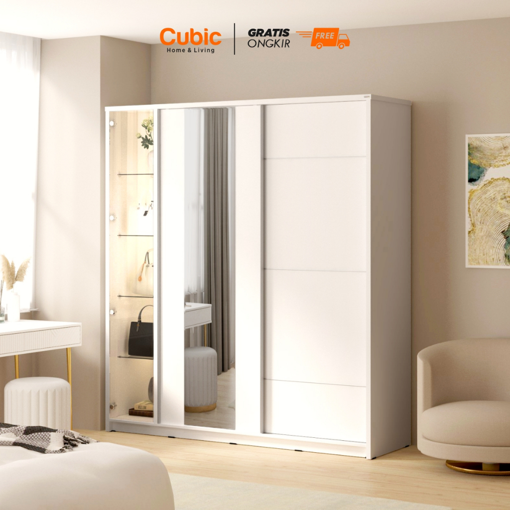 Avanti Lemari Sliding Pakaian Minimalis / Wardrobe Baju Kaca Hias / MADRID SL 200