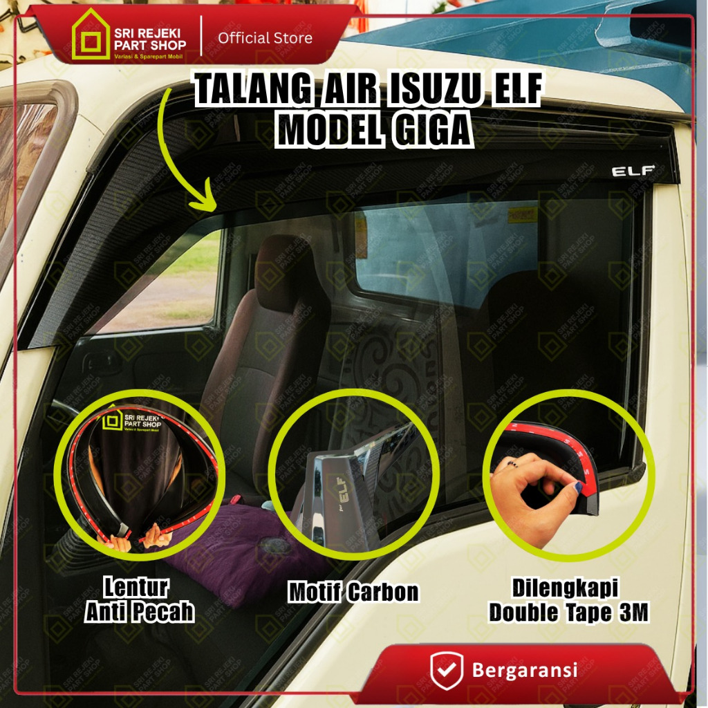 1 Set Talang Air Isuzu Elf Hitam Model Giga List Carbon