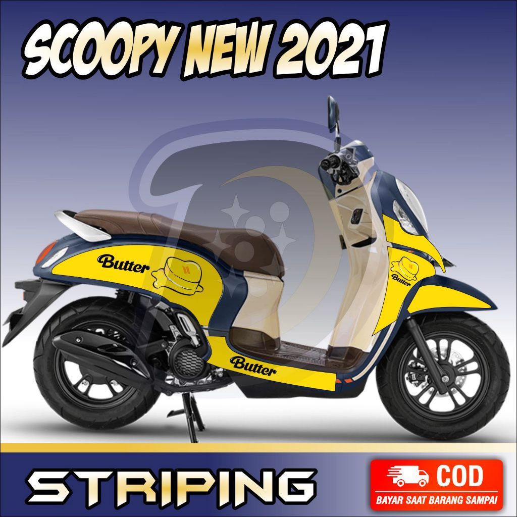Striping Lis Honda Scoopy 2021 Stiker Variasi Scoopy 2021 BTS Butter