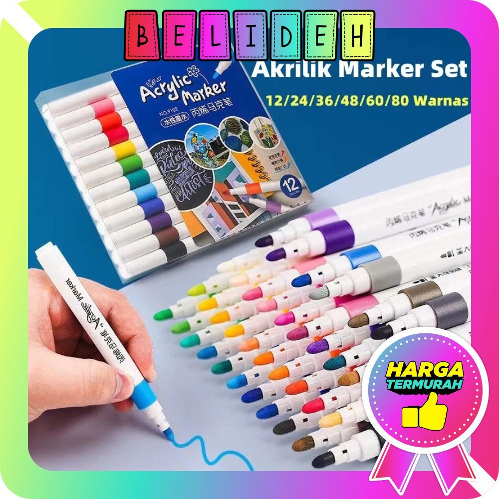 

☛BELIDEH☚ Acrylic Marker Set Spidol Akrilik DIY Painting Spidol Pastel Pulpen Highlight Drawing S151