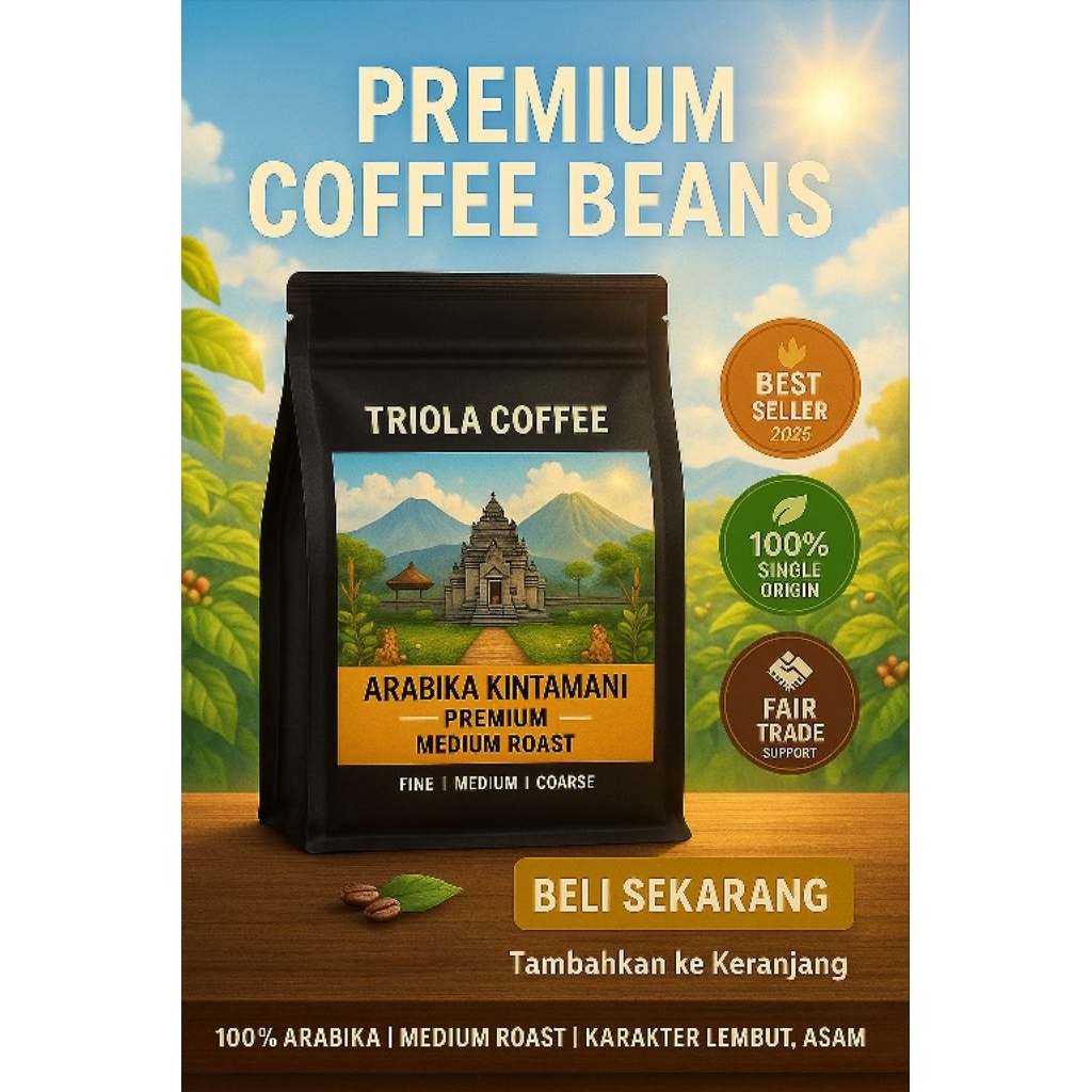 

Kopi Arabika Kintamani Premium Medium Roast | Triola Coffee 100g/250g | 100% Single Origin Bali