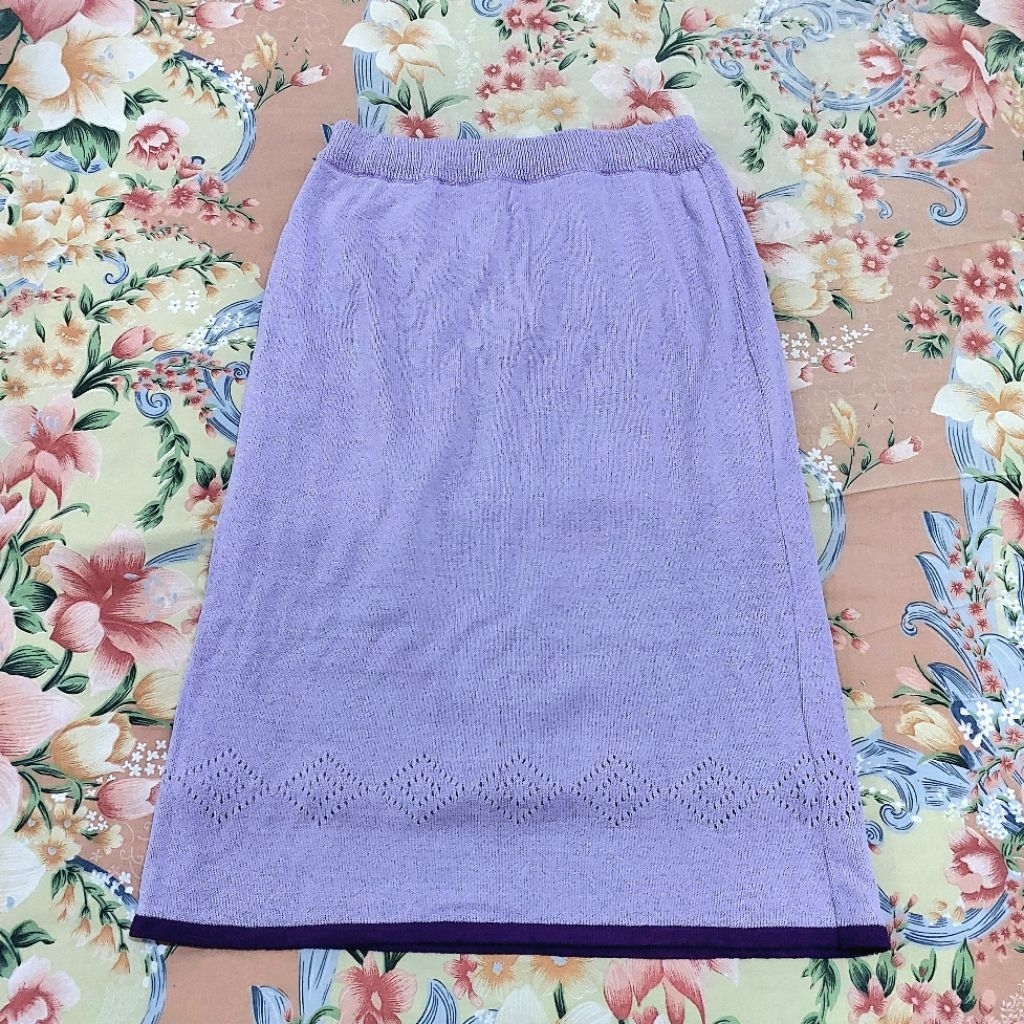 Preloved Skirt Rok Ungu Lilac Rib Rajut Premium