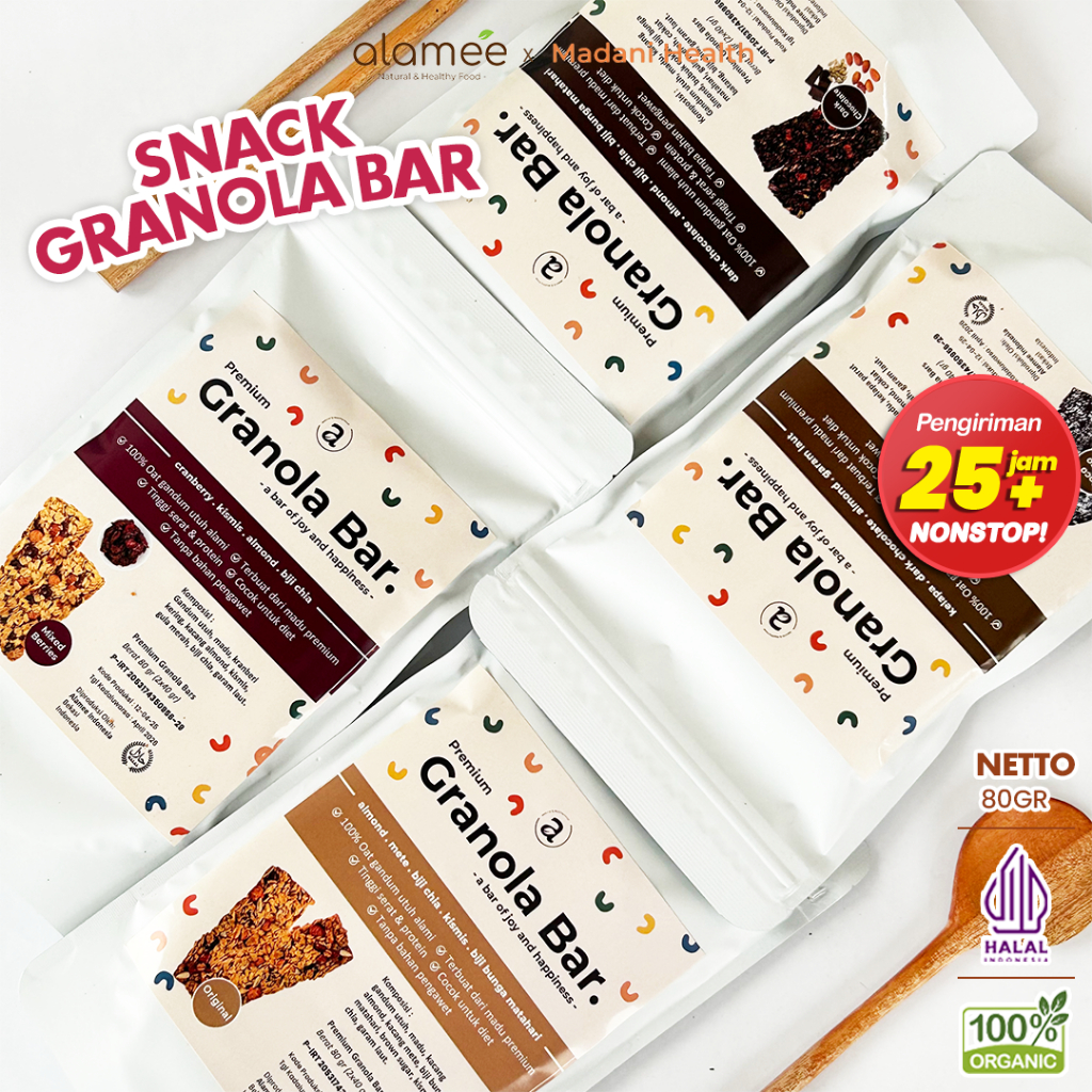 

ALAMEE Granola Bar Snackbar Dark Choco Mix Berries Cemilan Diet Healthy Snack Sehat Rendah Kalori