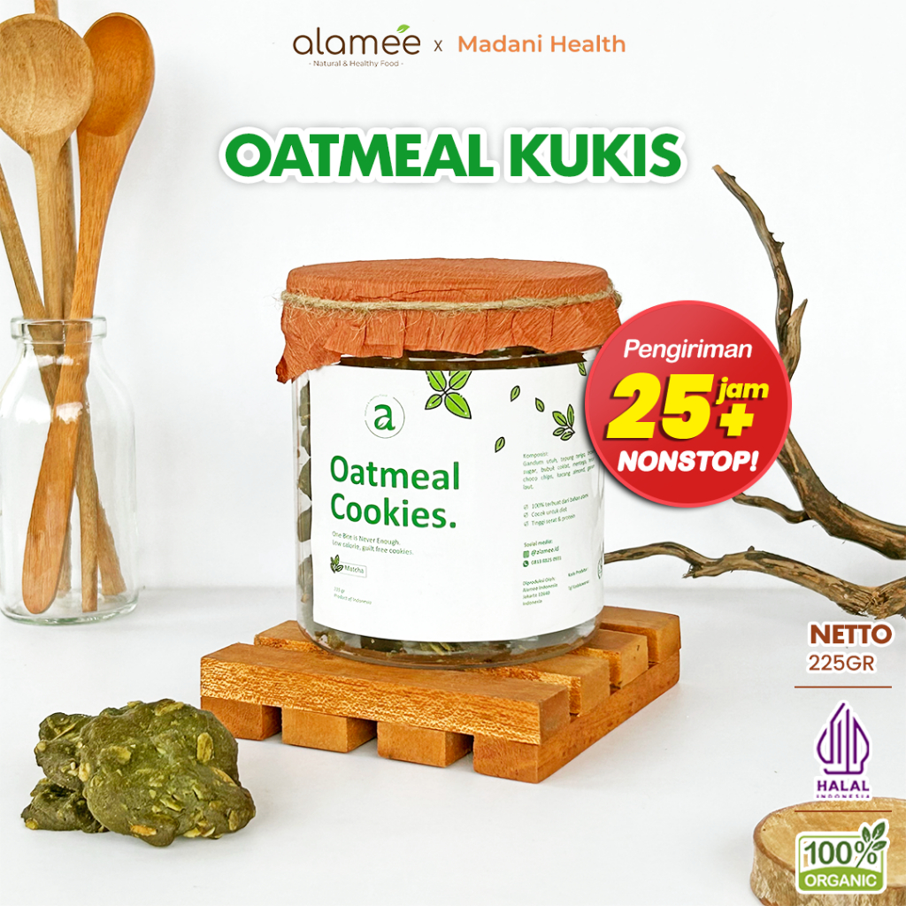 

ALAMEE Oatmeal Diet Cookies - Cemilan Matcha Snack Kue Kukis Sehat Healthy Snack Oat 225gr