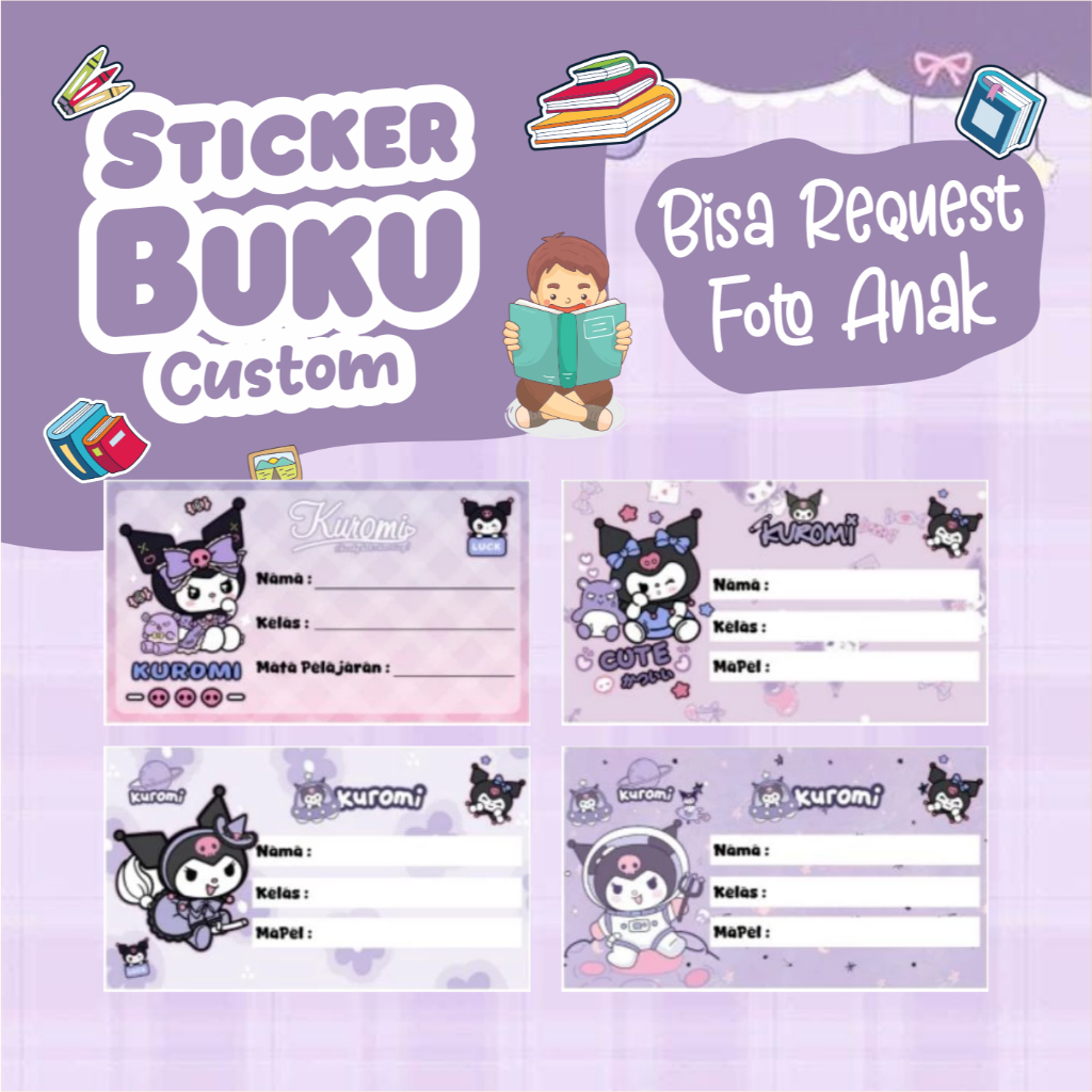 

Sticker Label Buku Sekolah Stiker Mata Pelajaran Custom Nama isi 55pcs